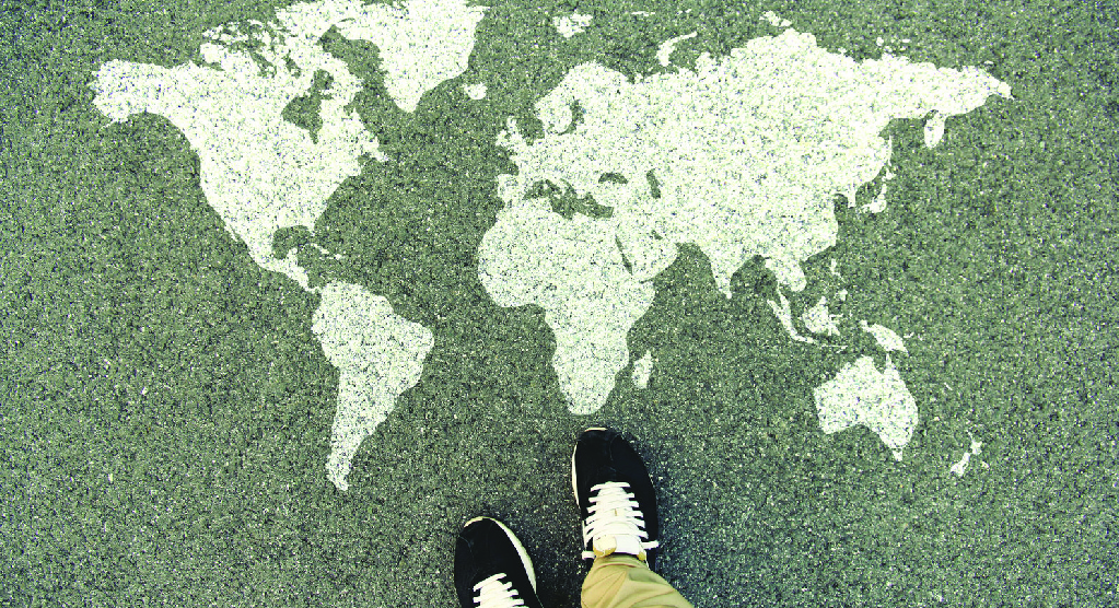 Map of the world Map of the world with shoes on it--showing we support missions